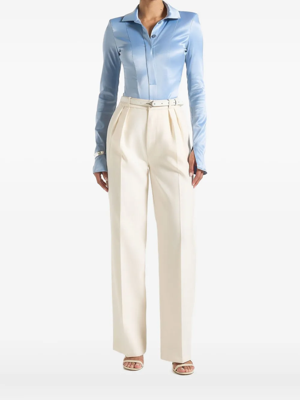 Manière De Voir Louise pointed-collar satin bodysuit | Shirts | Image 2