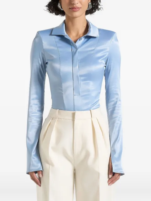 Manière De Voir Louise wide-shoulder satin shirt bodysuit