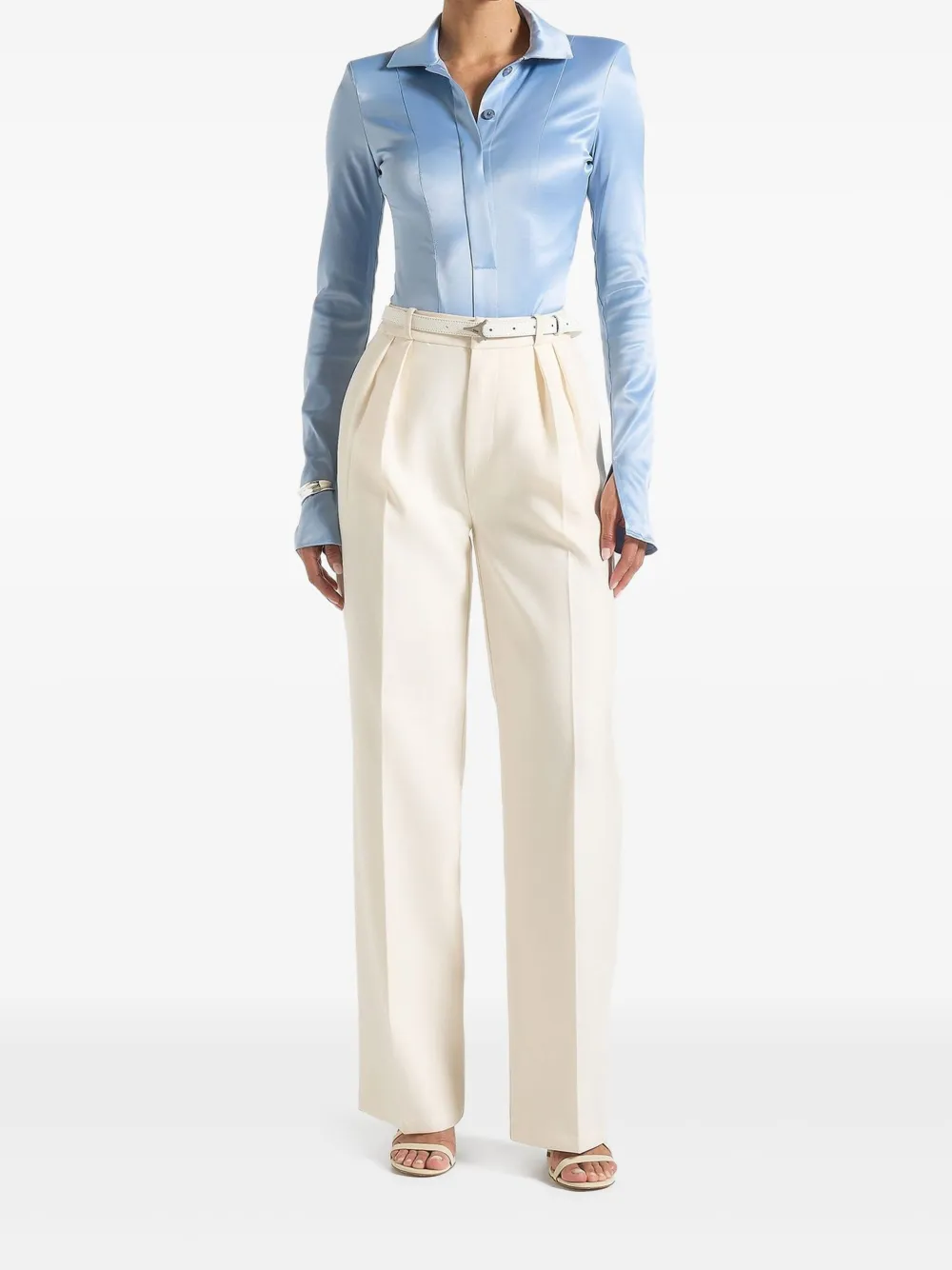 Manière De Voir Louise satijnen body met brede schouders Blauw
