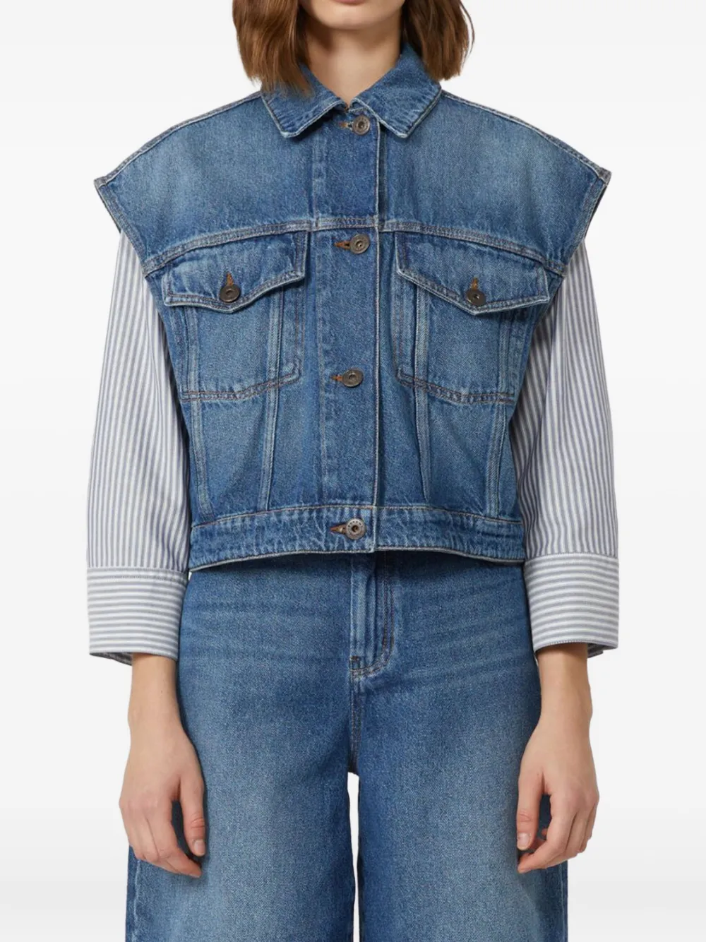 Weekend Max Mara Mappa denim gilet met knopen Blauw