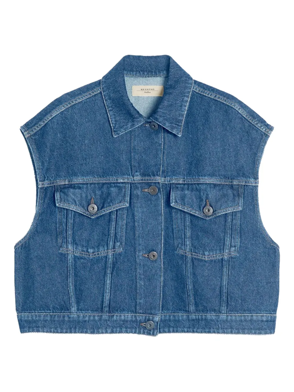 Weekend Max Mara Mappa denim gilet met knopen Blauw
