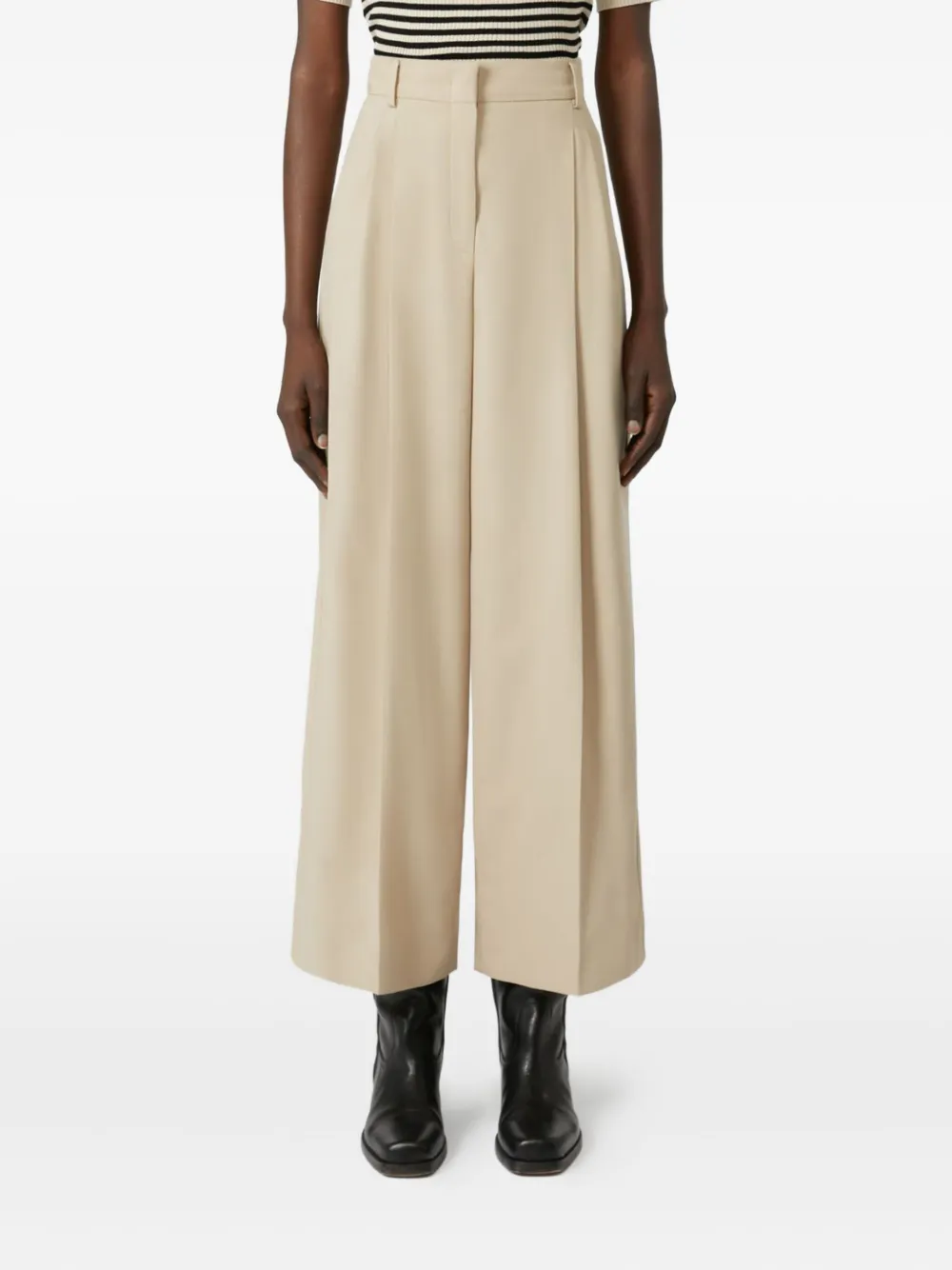 Weekend Max Mara pleated wide-leg trousers Beige