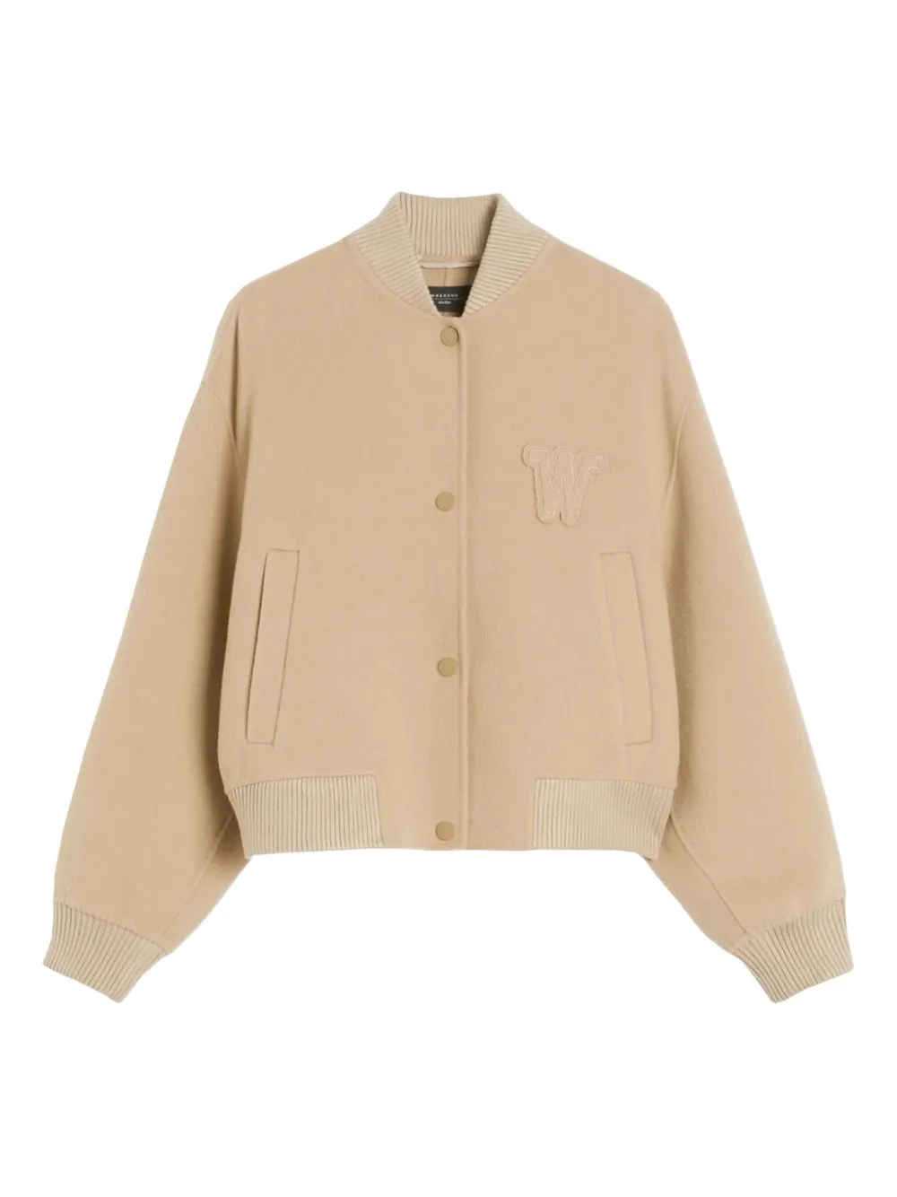 Weekend Max Mara Jack van wolblend met patchdetail Beige