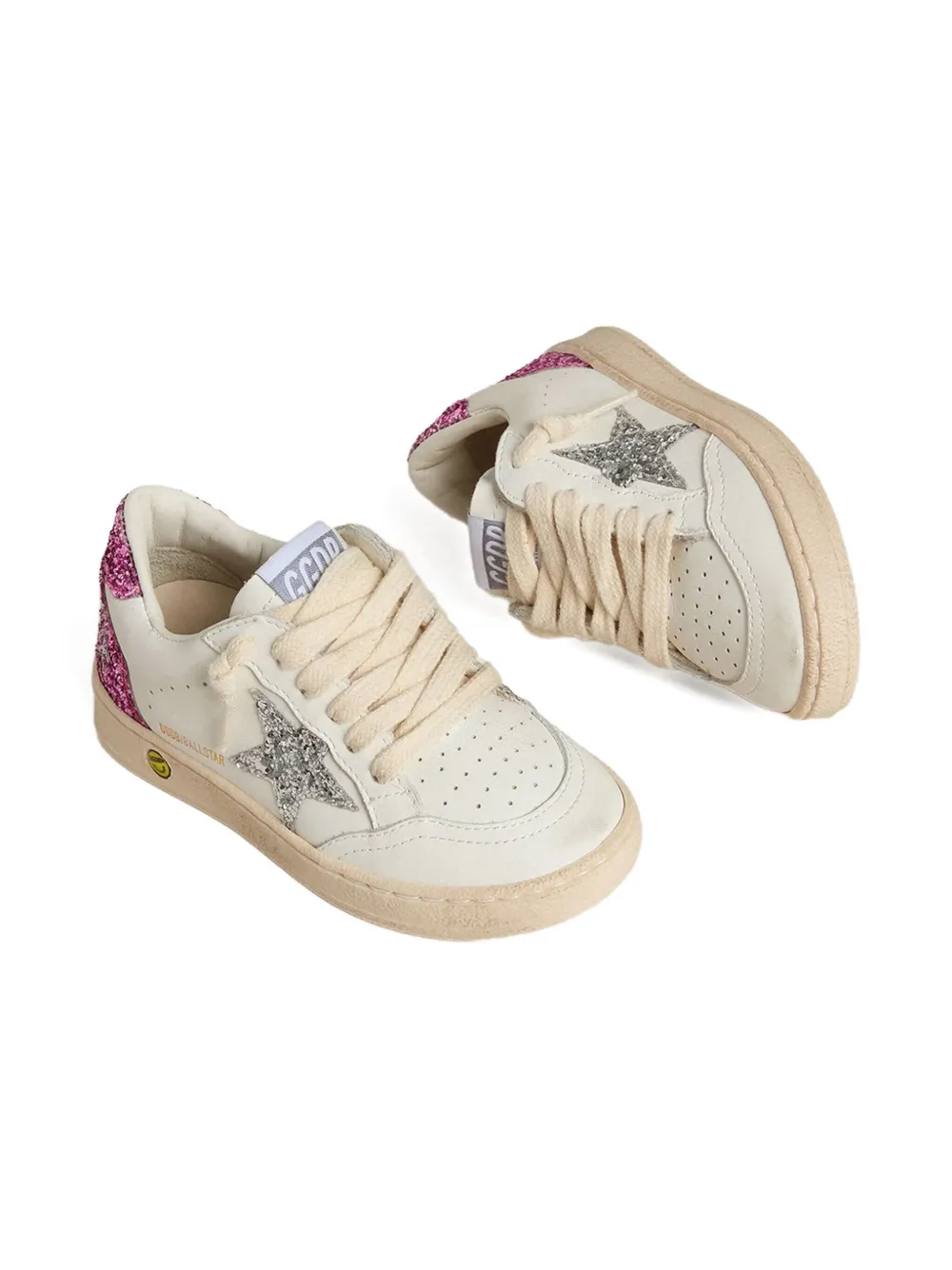 Golden Goose Kids Young Ball Star glitter-star trainers 11115 WHITE SILVER PINK