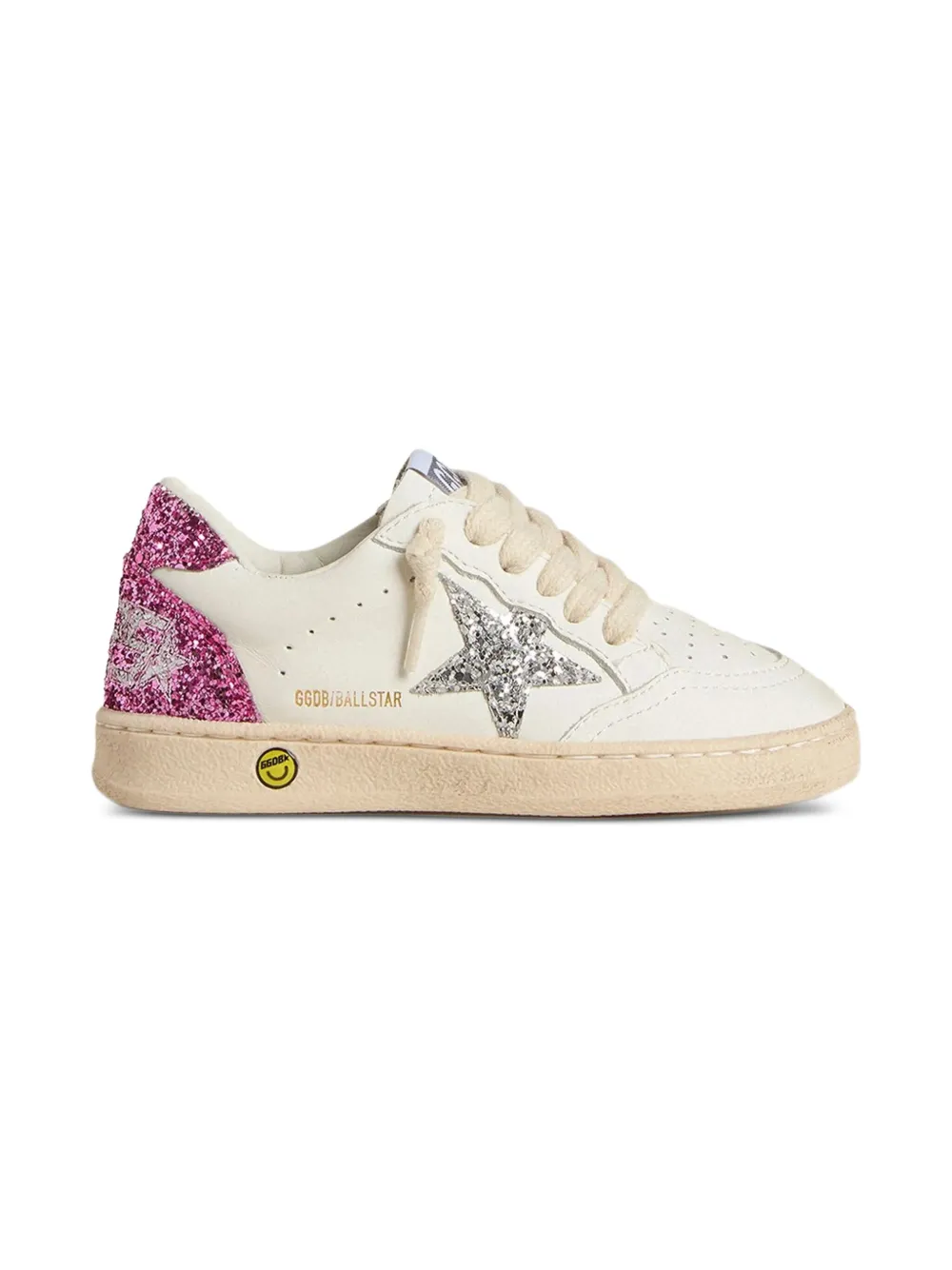 Golden Goose Kids Young Ball Star glitter-star trainers 11115 WHITE SILVER PINK