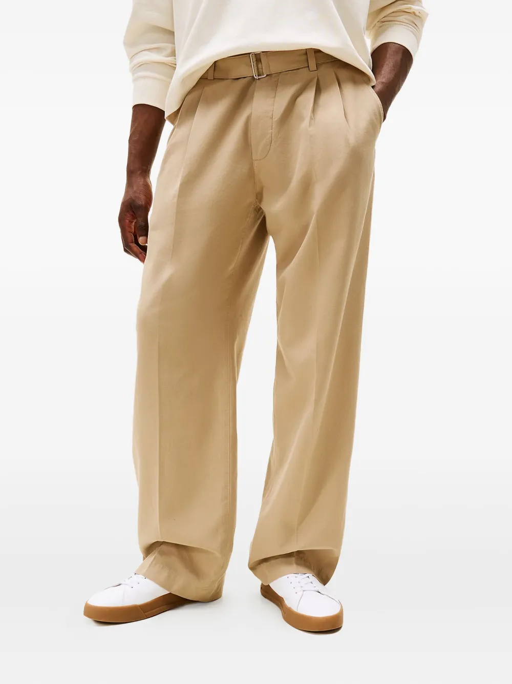 Tommy Hilfiger Plooibroek met ceintuur Beige