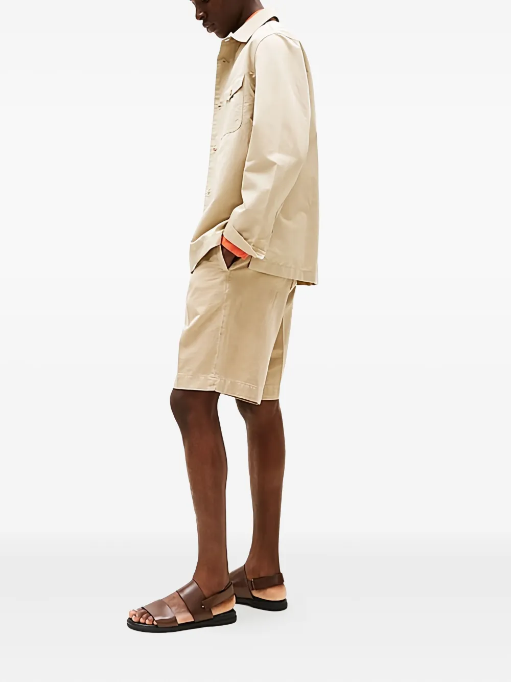 Tommy Hilfiger Geplooide katoenen shorts Beige