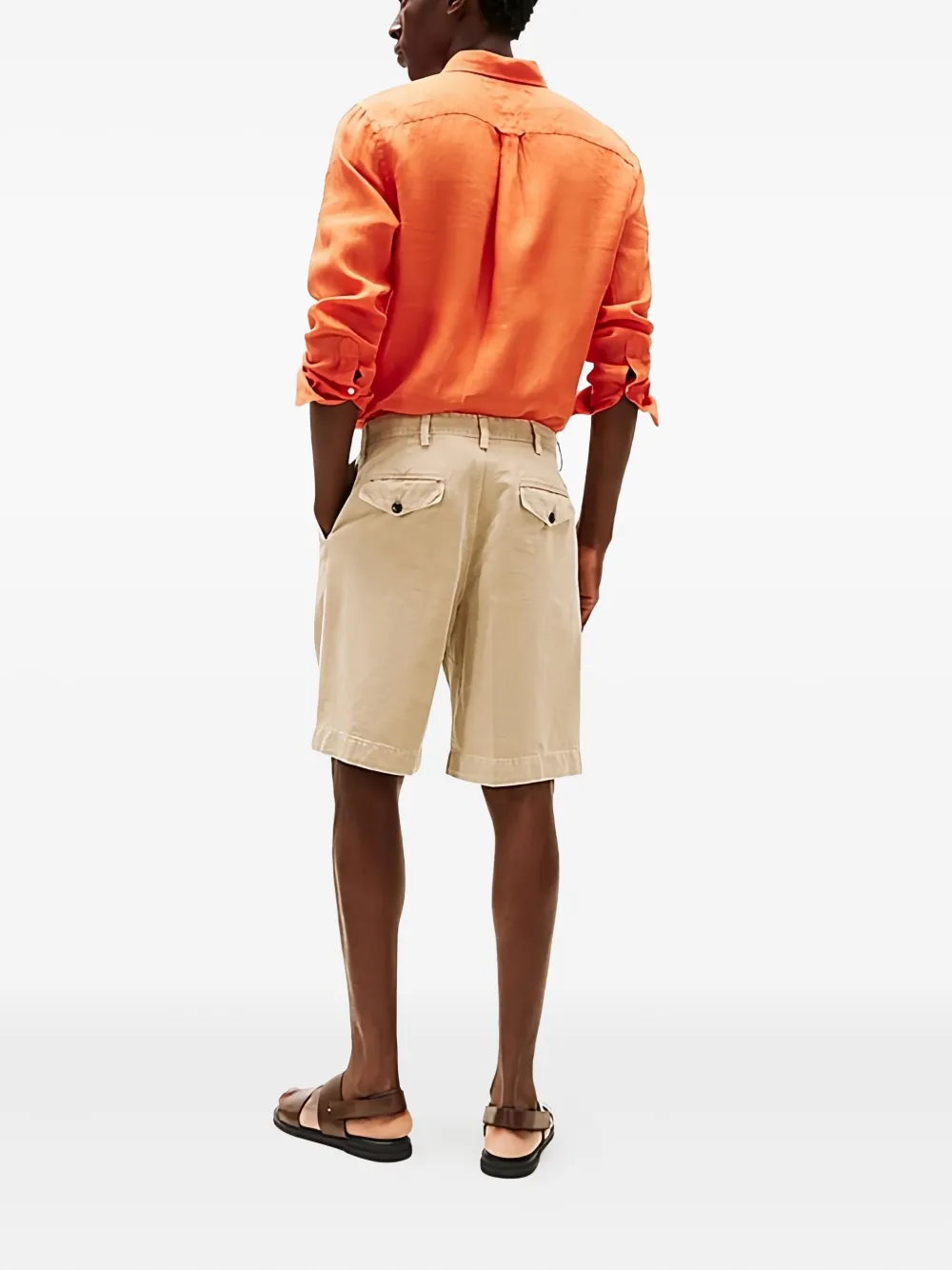 Tommy Hilfiger Geplooide katoenen shorts Beige