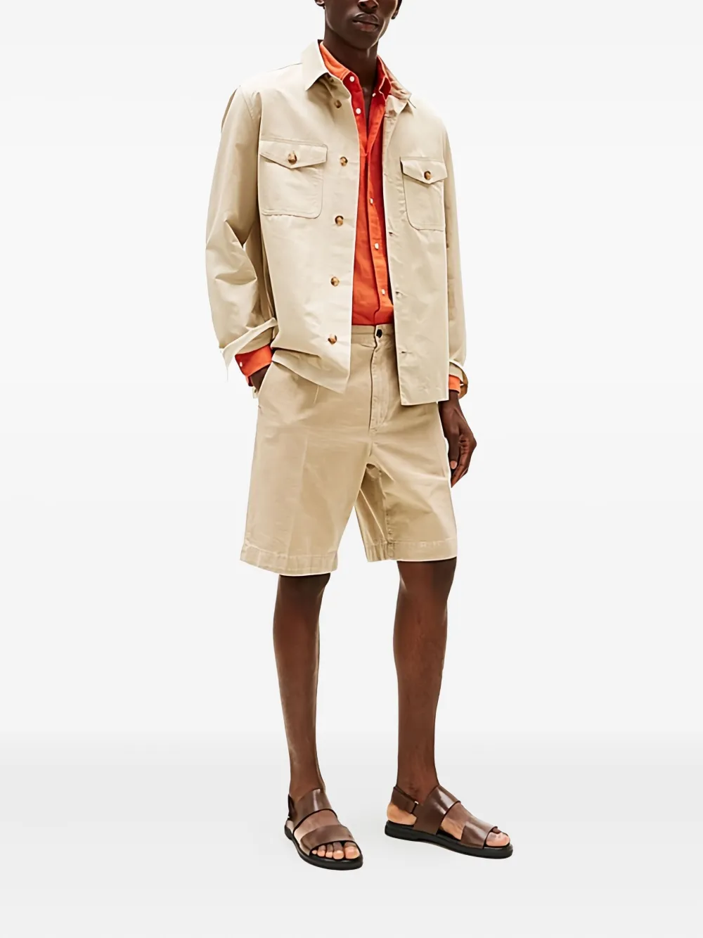 Tommy Hilfiger Geplooide katoenen shorts - Beige