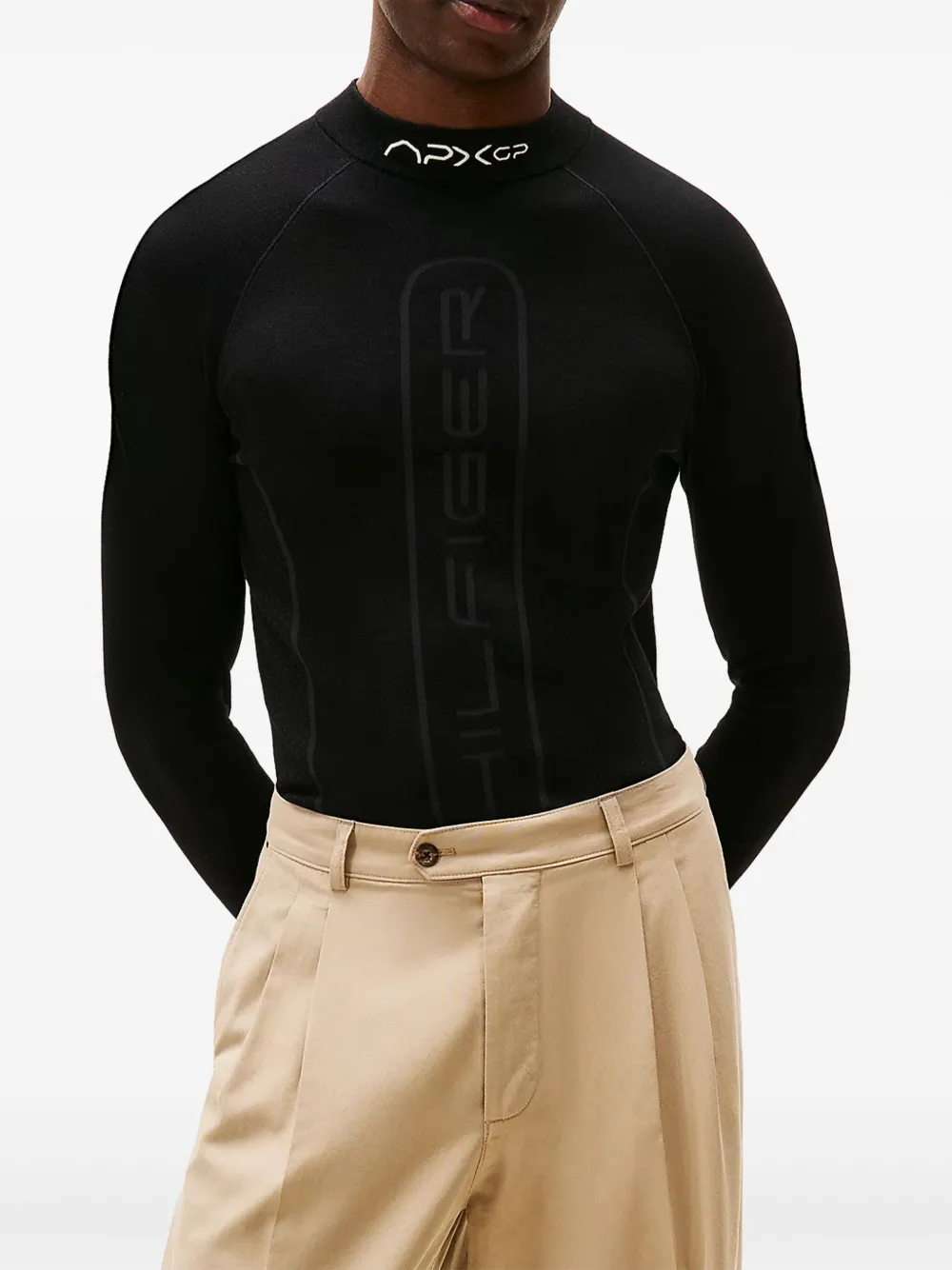 Tommy Hilfiger Trui met hoge hals en logo Zwart