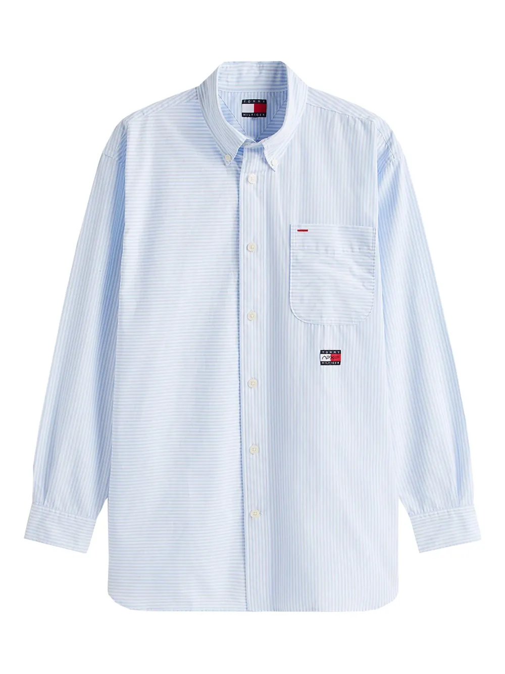 Tommy Hilfiger パッチポケット ストライプシャツ - ブルー Tommy Hilfiger パッチポケット ストライプシャツ - ブルー