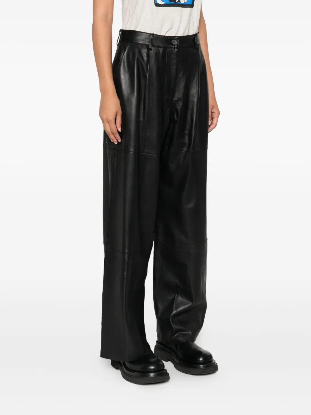 P.A.R.O.S.H. Leren broek Zwart