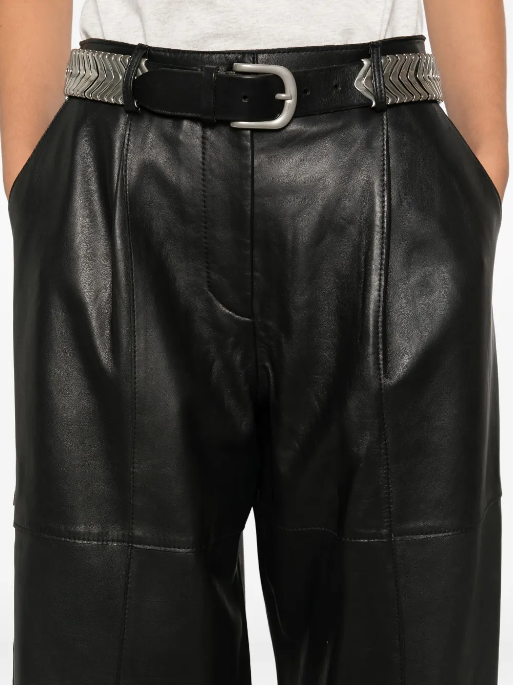 P.A.R.O.S.H. Leren broek Zwart