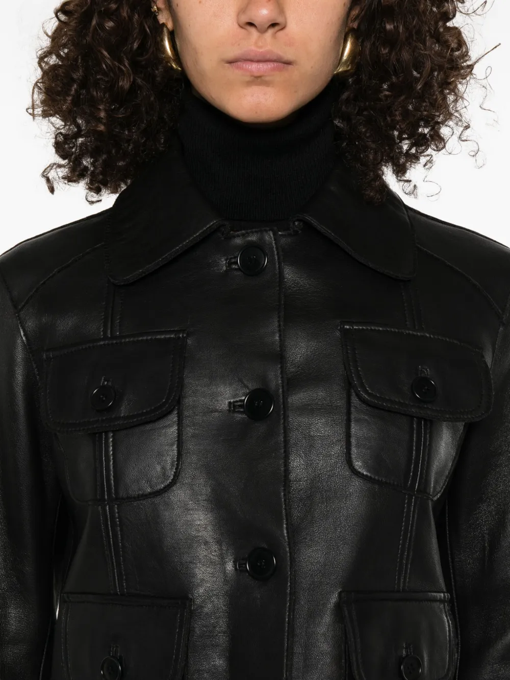 P.A.R.O.S.H. Macio flap-pocket leather jacket Zwart