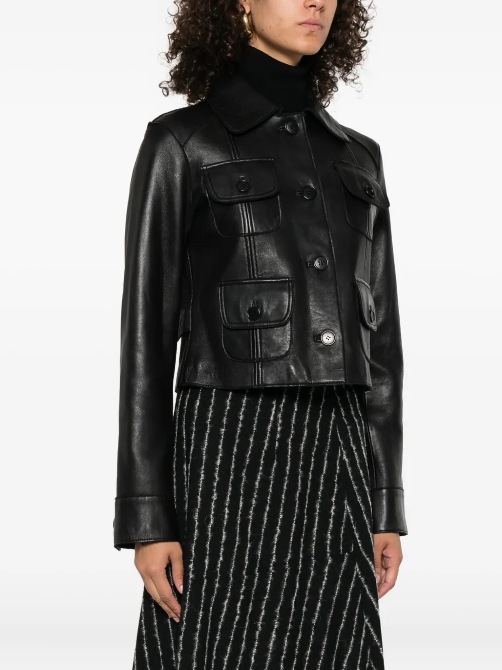 P.A.R.O.S.H. Macio flap-pocket leather jacket Zwart