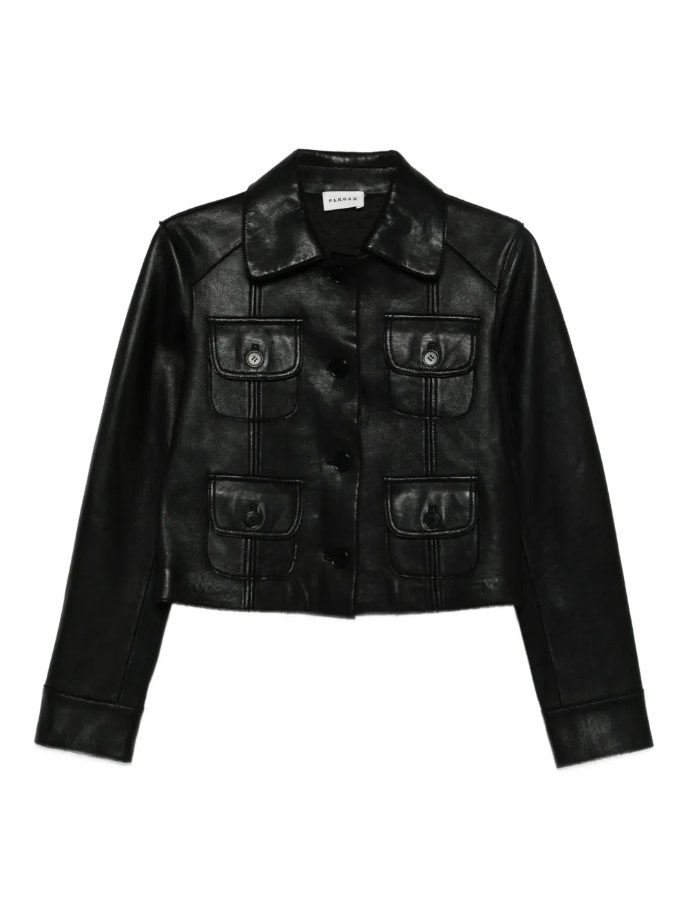 P.A.R.O.S.H. Macio flap-pocket leather jacket Zwart