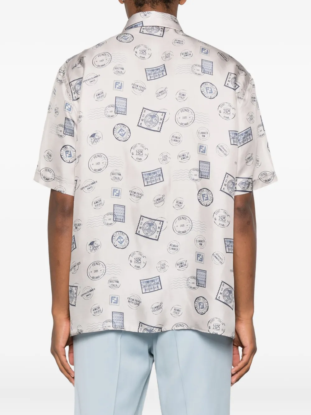 FENDI Zijden overhemd met print Grijs