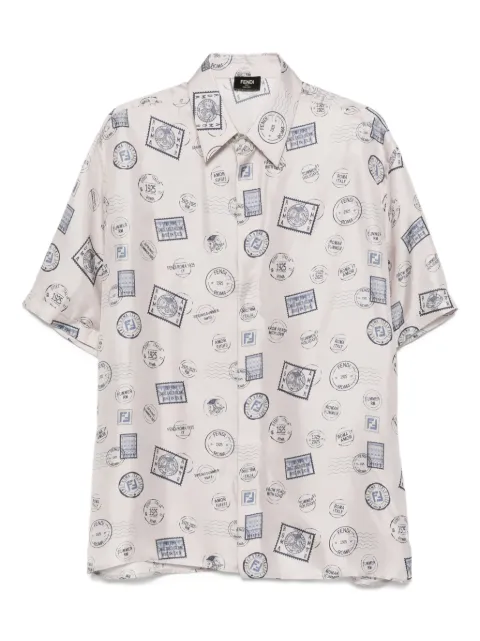 FENDI postage stamp-print silk shirt