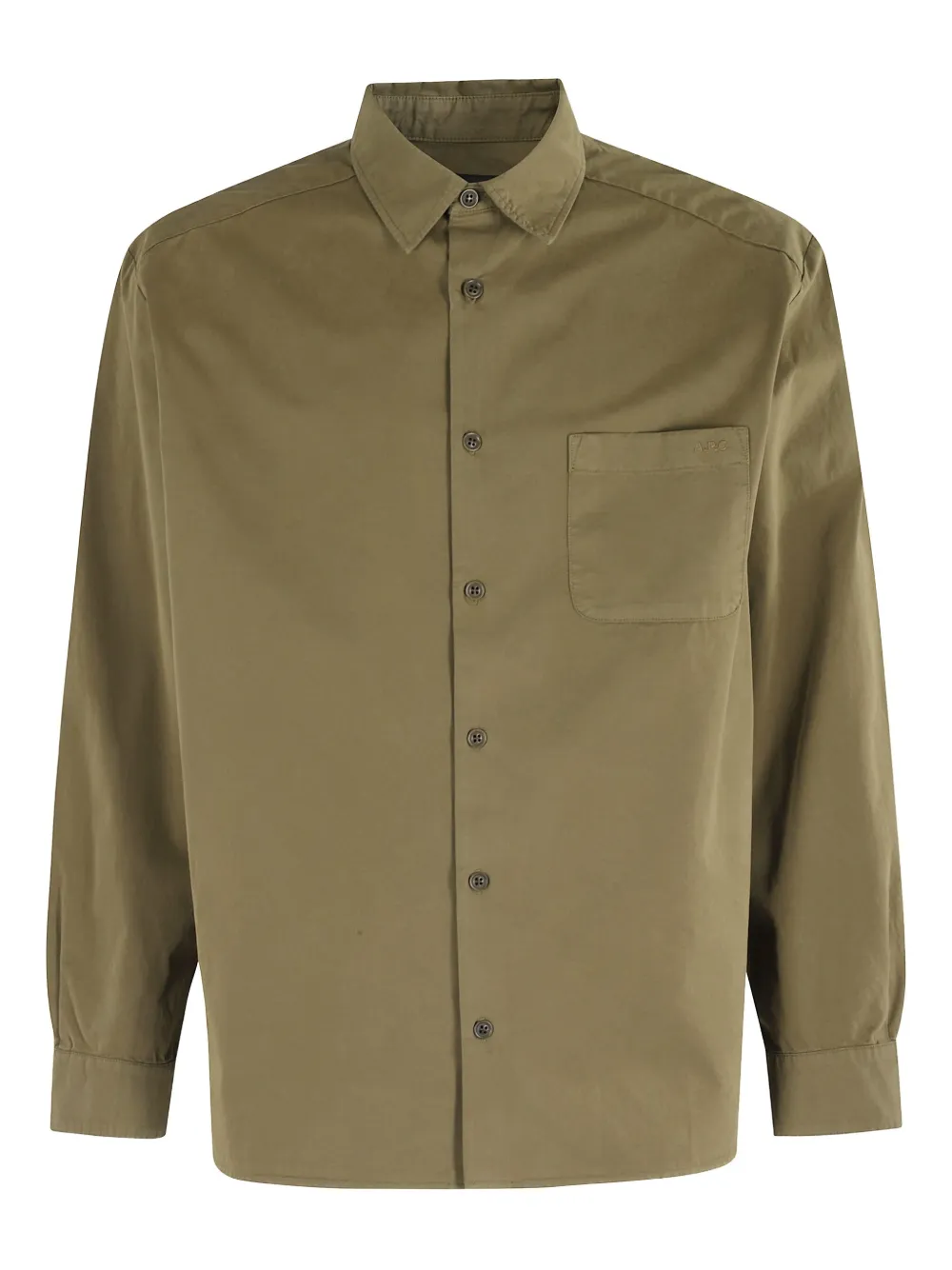 Apc Embroidered-logo Button-down Shirt In Green