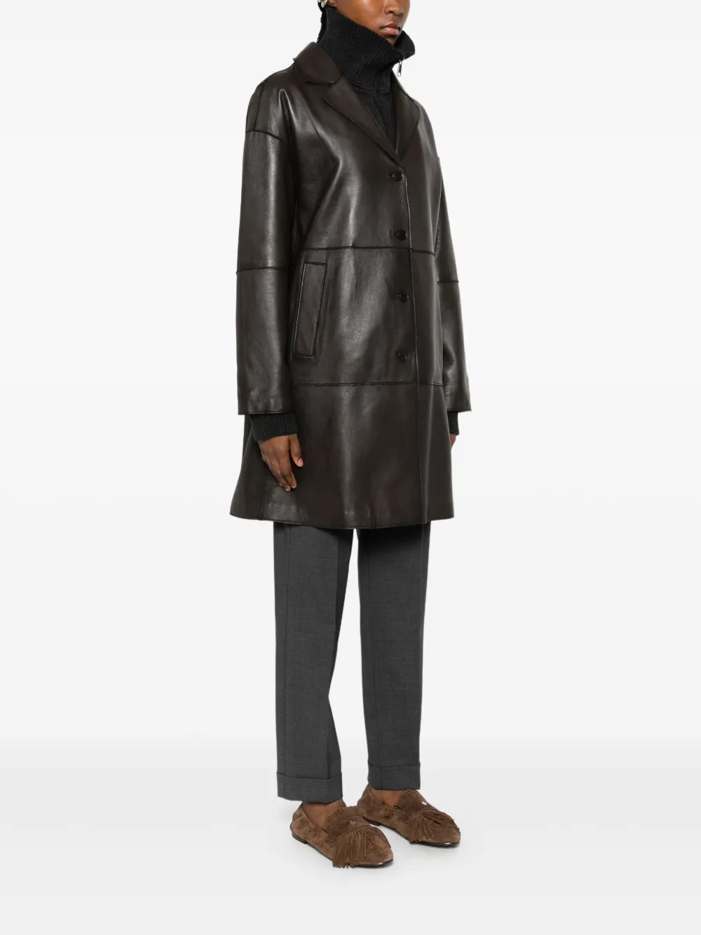 P.A.R.O.S.H. Jas met enkele rij knopen Bruin