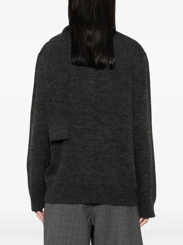 MM6 Maison Margiela Buttoned tie-neck Cardigan | Grey | FARFETCH