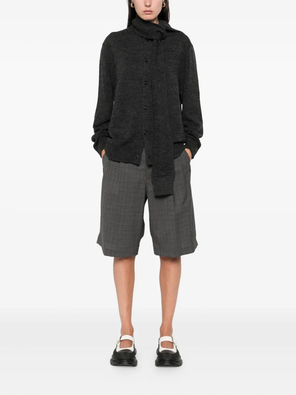 MM6 Maison Margiela Vest met gestrikte hals en knopen Grijs