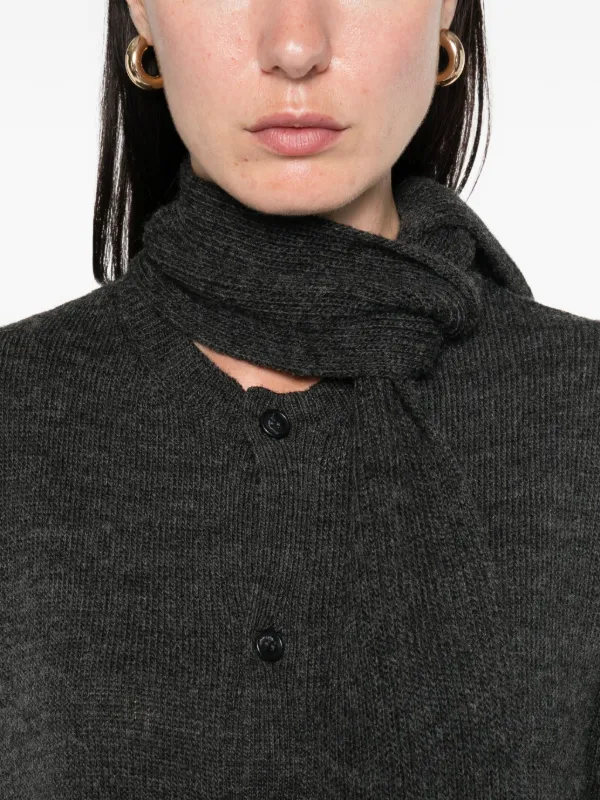 MM6 Maison Margiela Buttoned tie-neck Cardigan | Grey | FARFETCH