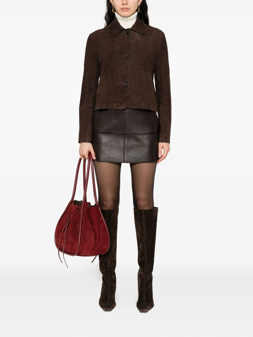 P.A.R.O.S.H. Leren mini-rok Bruin