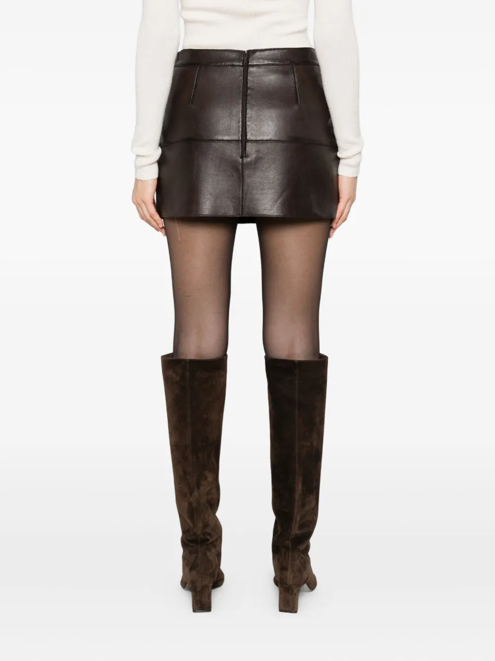 P.A.R.O.S.H. Leren mini-rok Bruin