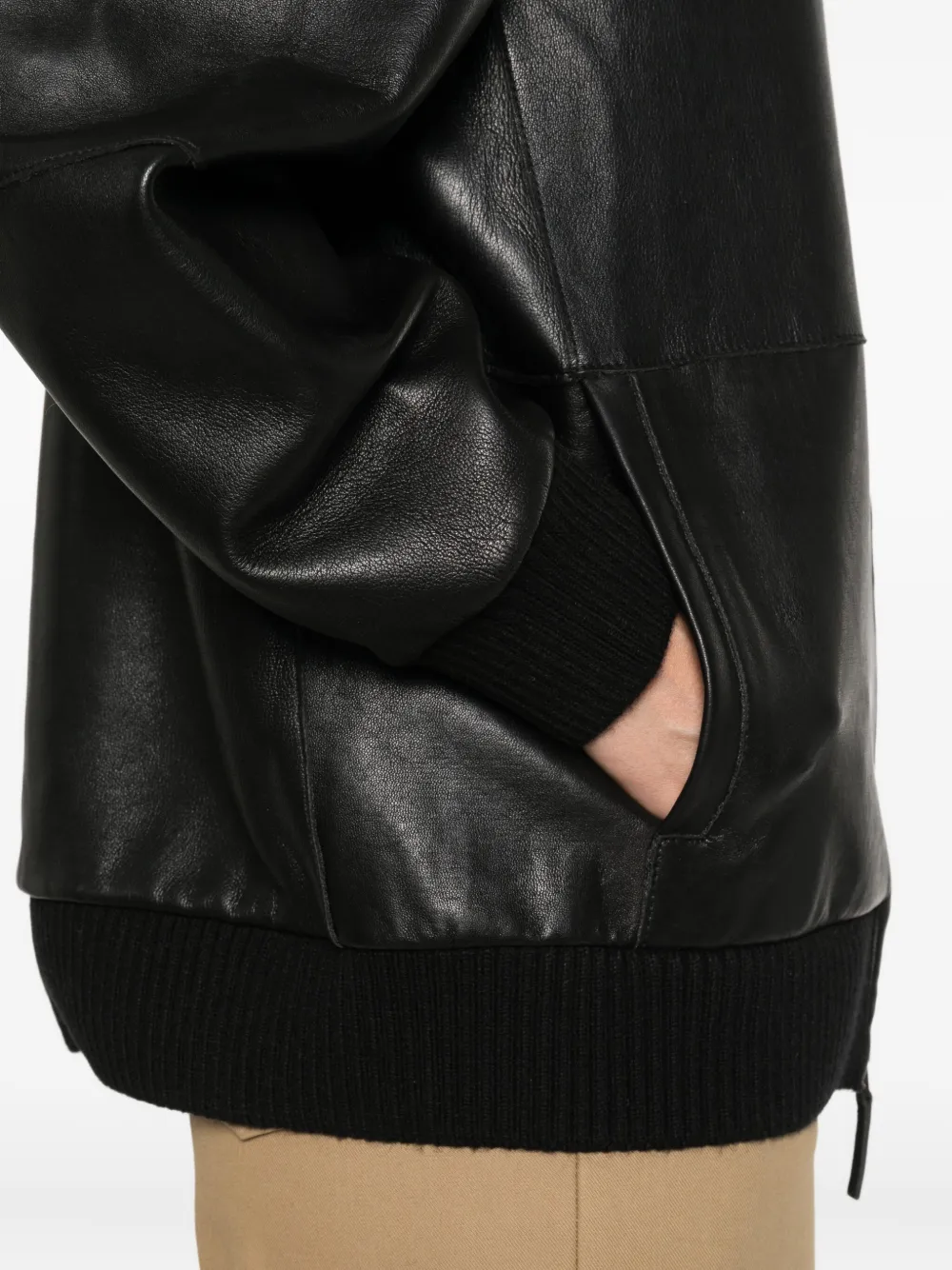 P.A.R.O.S.H. Leren jack met capuchon Zwart