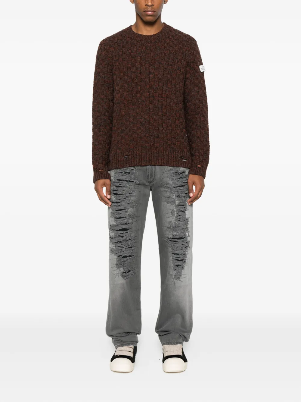 MM6 Maison Margiela Wollen trui met ronde hals Bruin
