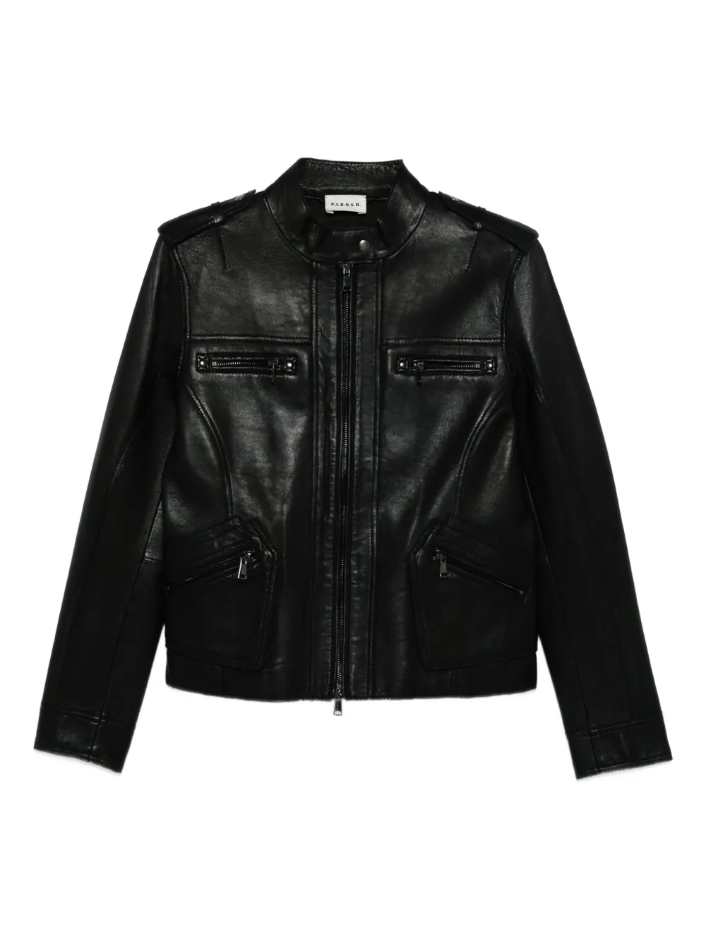 P.A.R.O.S.H. zip-up leather jacket Zwart