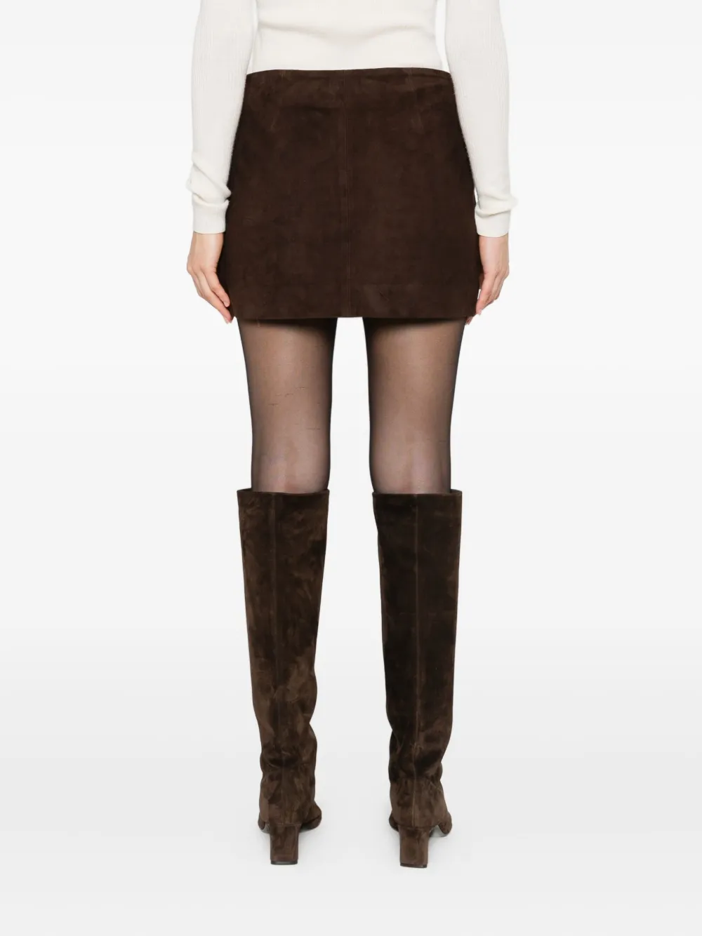 P.A.R.O.S.H. Suède mini-rok met kralen Bruin