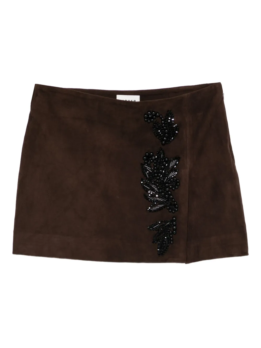 P.A.R.O.S.H. Suède mini-rok met kralen Bruin