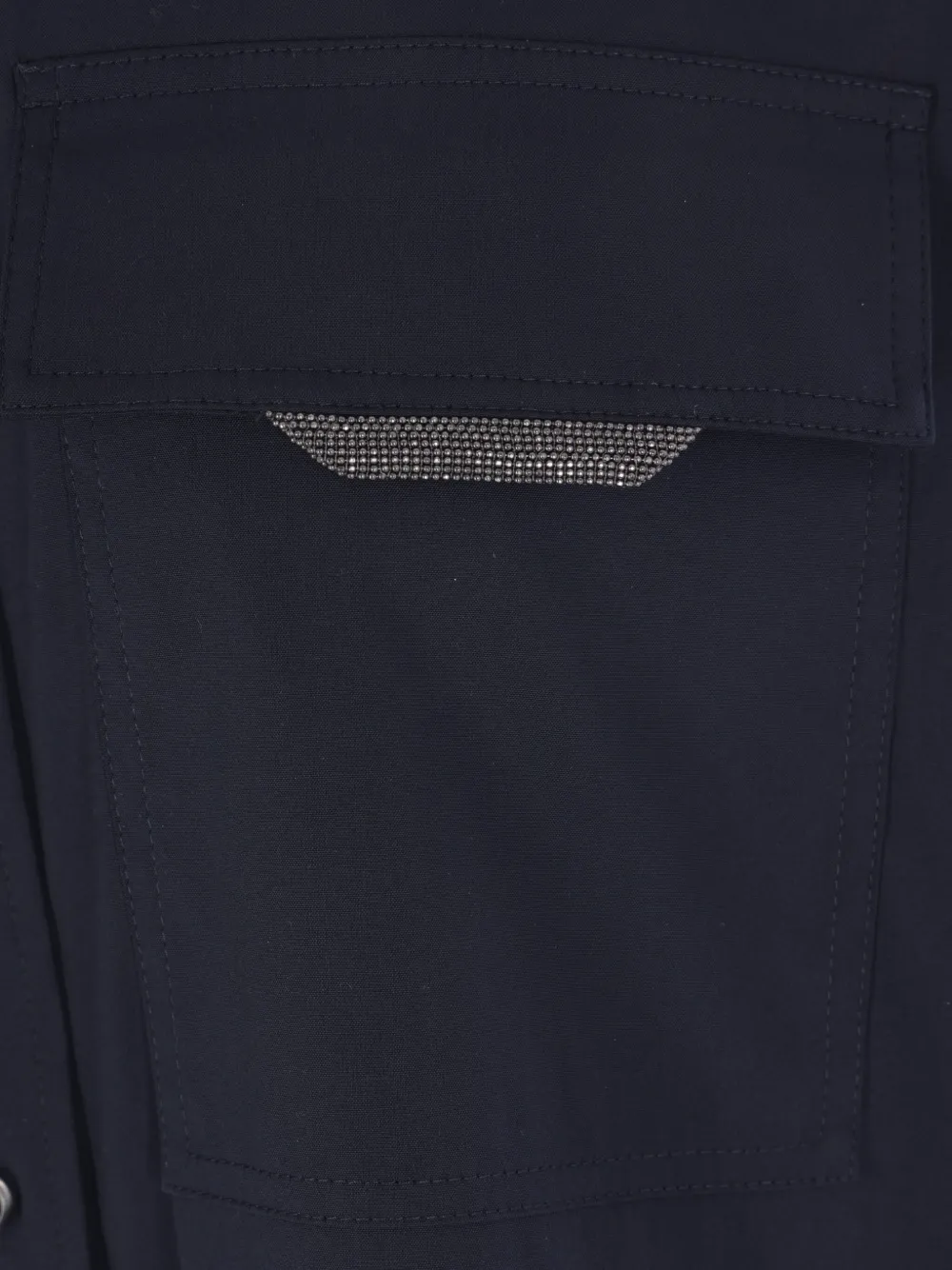 Brunello Cucinelli Monili Detail Curved Hem Shirt In Blue