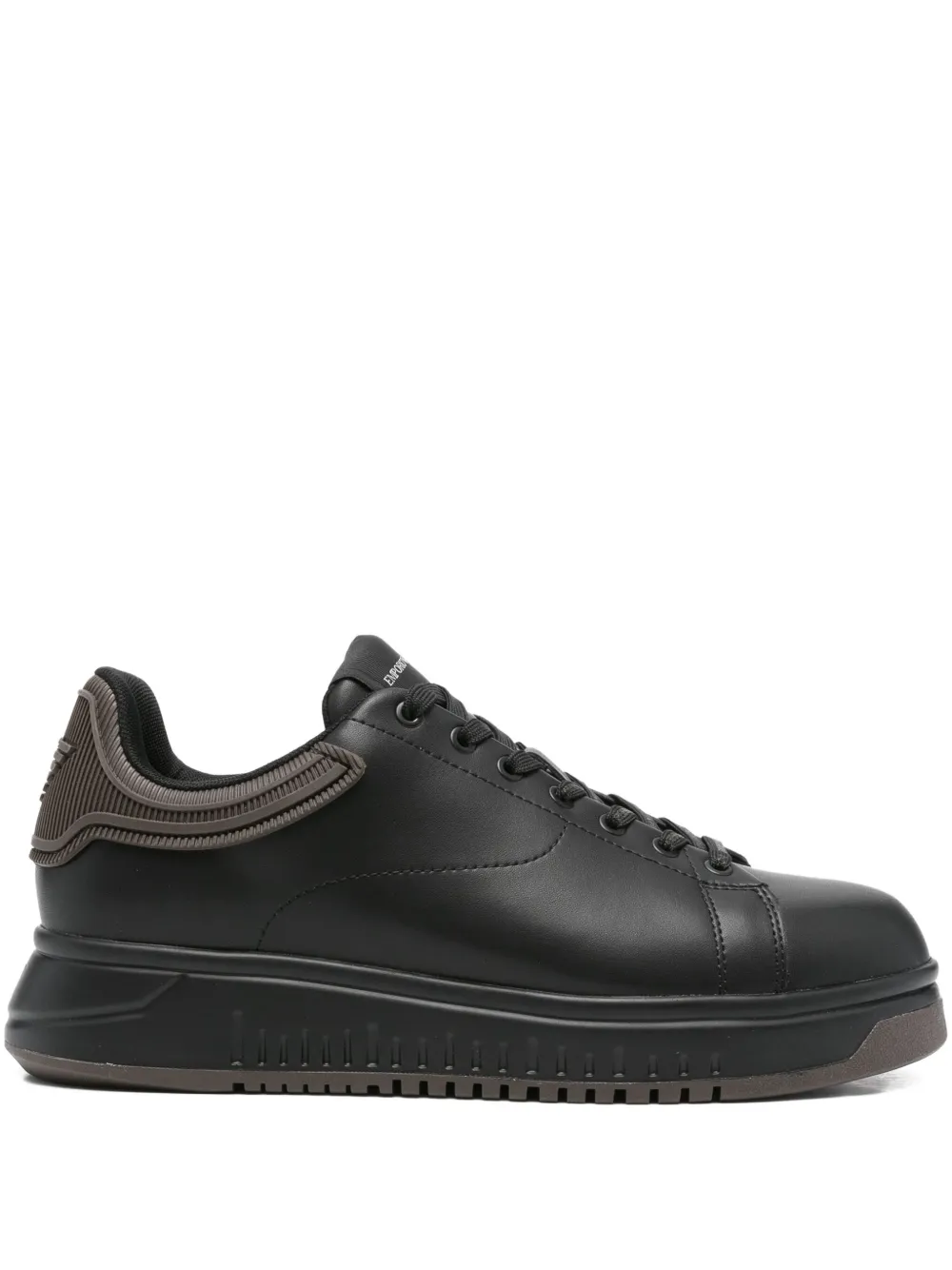 Emporio Armani ribbed-panel leather sneakers Black