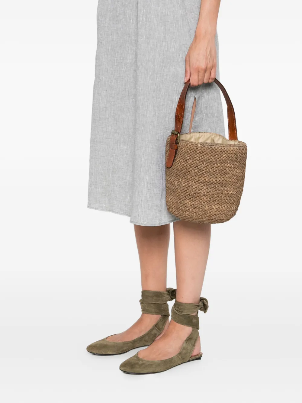 IBELIV Lova raffia bucket-tas Beige