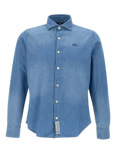 La Martina logo-embroidered denim shirt