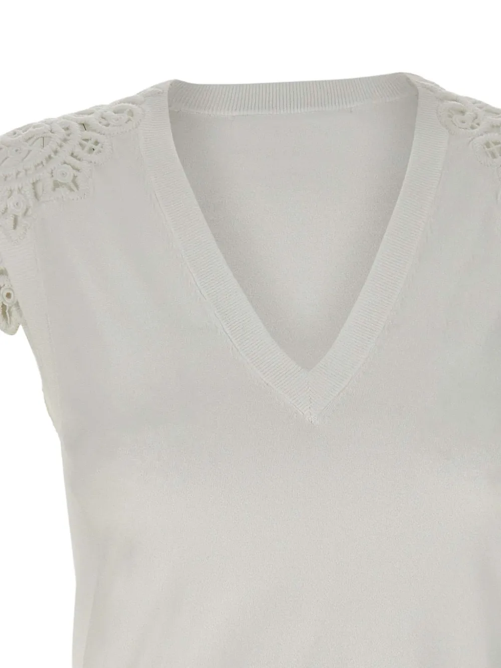 kaos Top met V-hals Wit