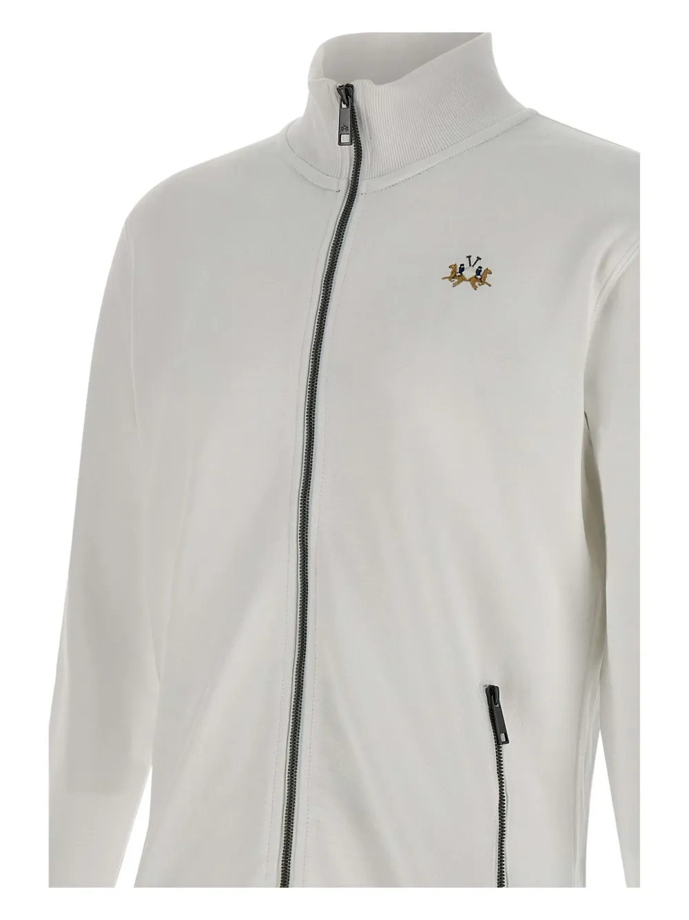 La Martina Sweater met hoge hals en borduurwerk Wit