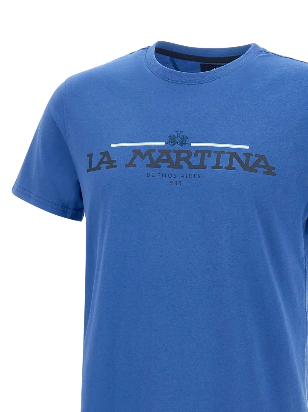 La Martina T-shirt met logoprint Blauw