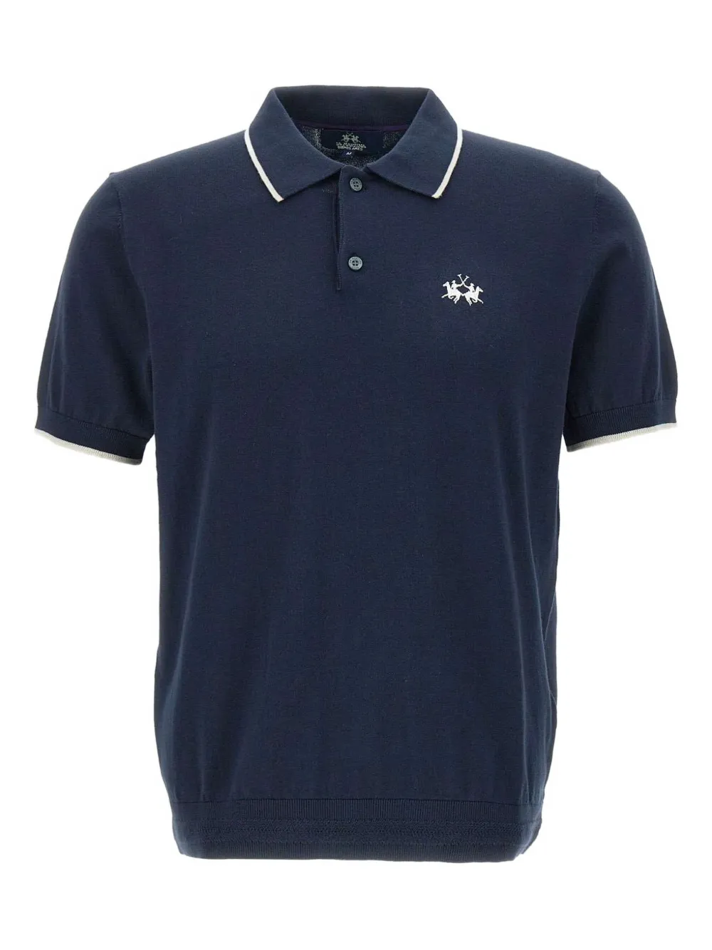 La Martina Geripptes Poloshirt mit Logo-Stickerei | Blau | Image 1