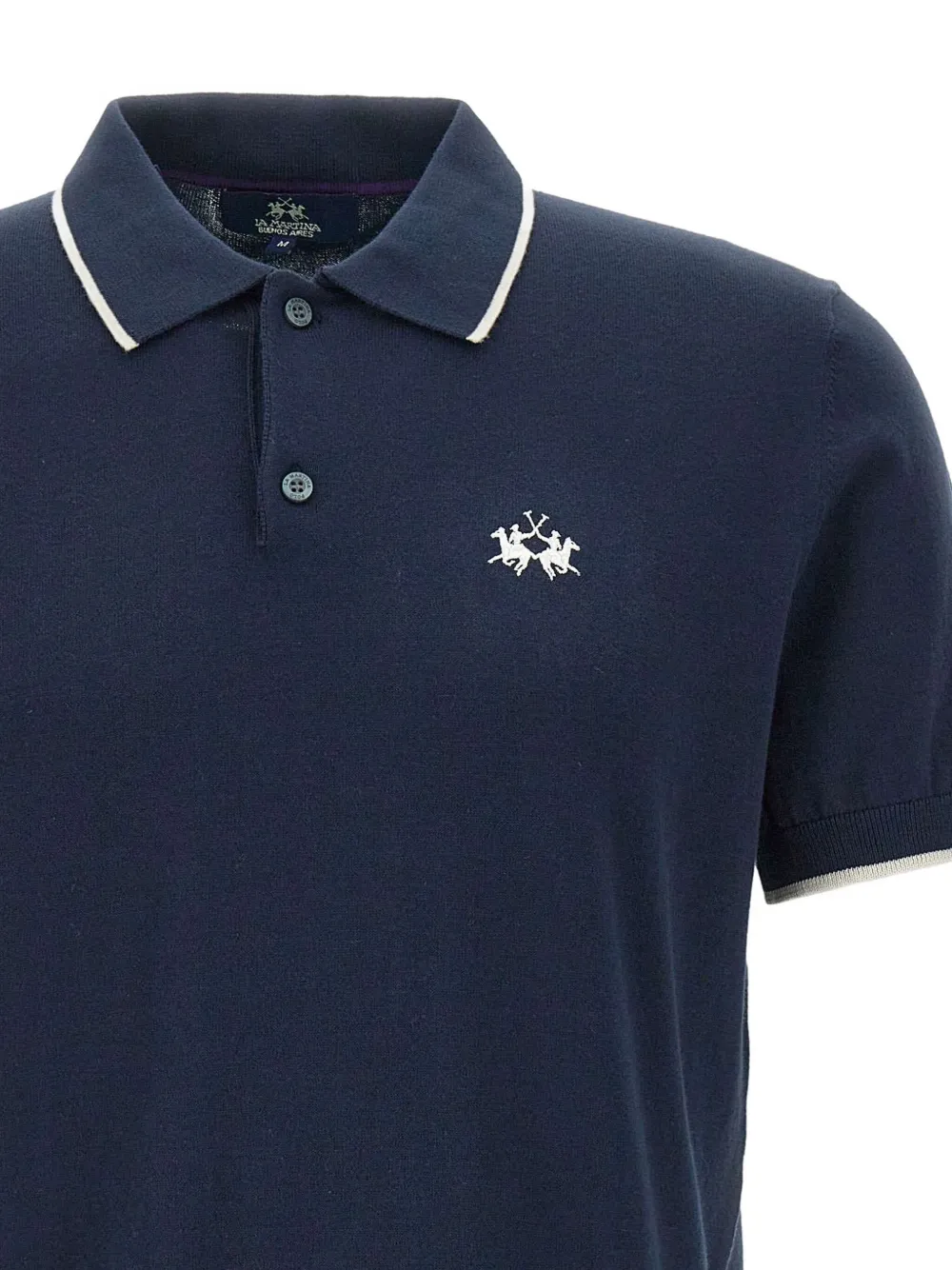 La Martina Geribbeld poloshirt met geborduurd logo Blauw