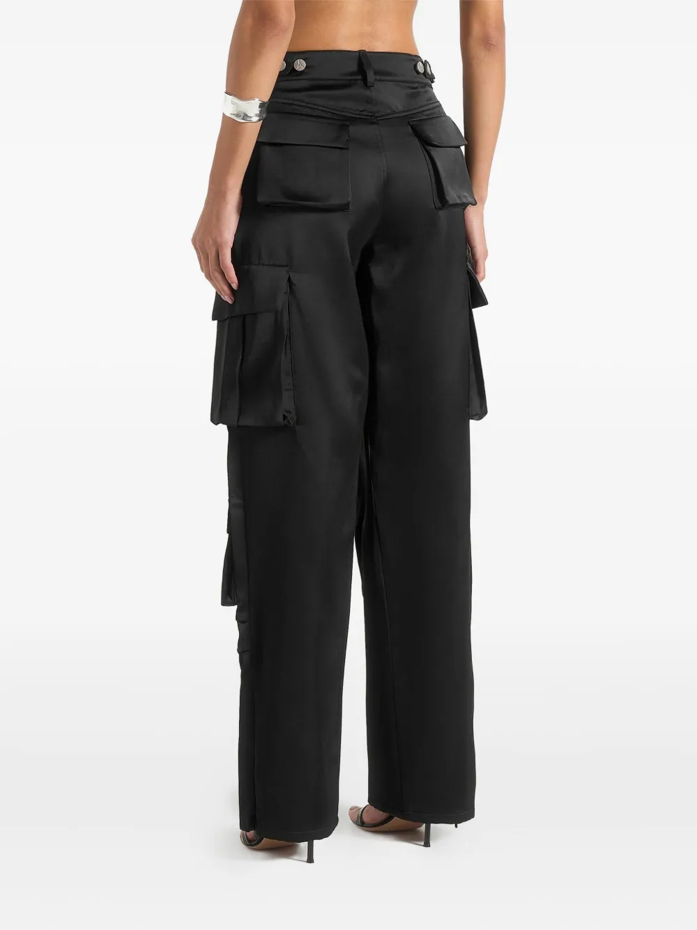 Manière De Voir Emilie satijnen broek met klepzak Zwart