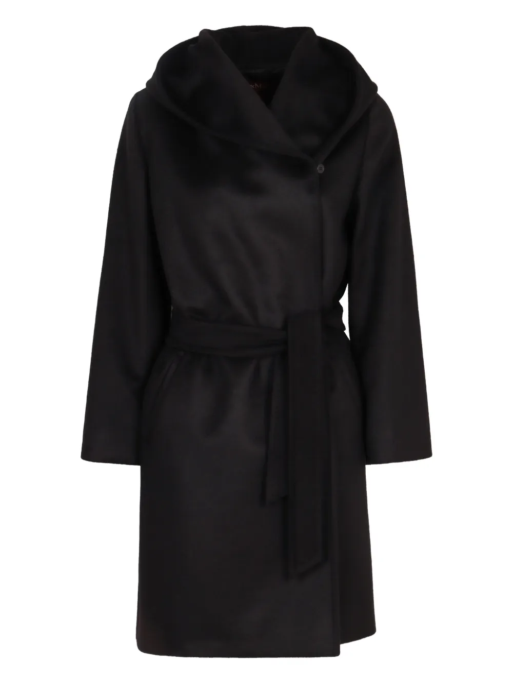 Max Mara Newmang hooded belted coat Zwart