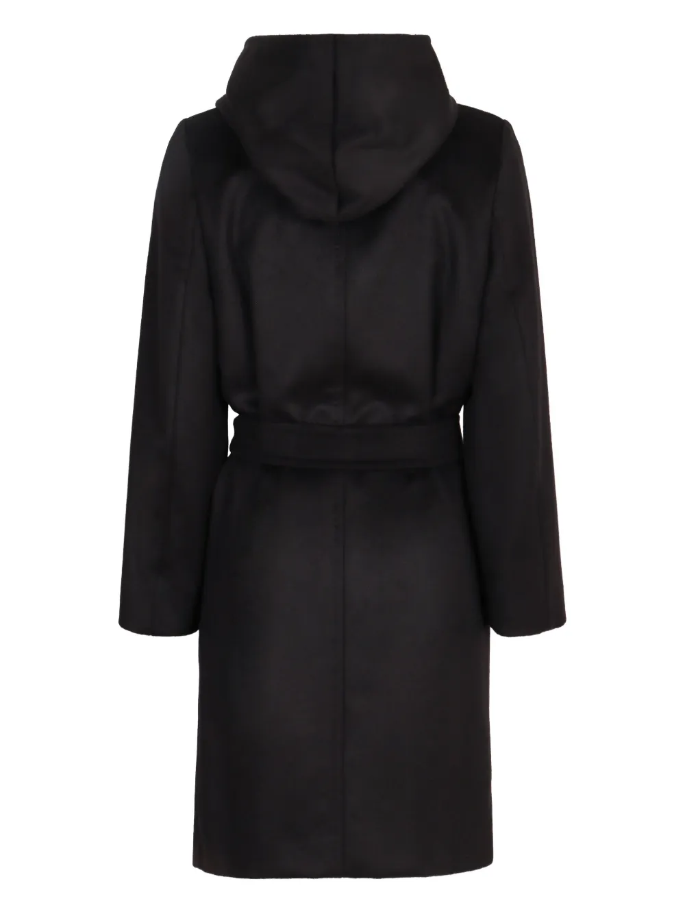 Max Mara Newmang hooded belted coat Zwart