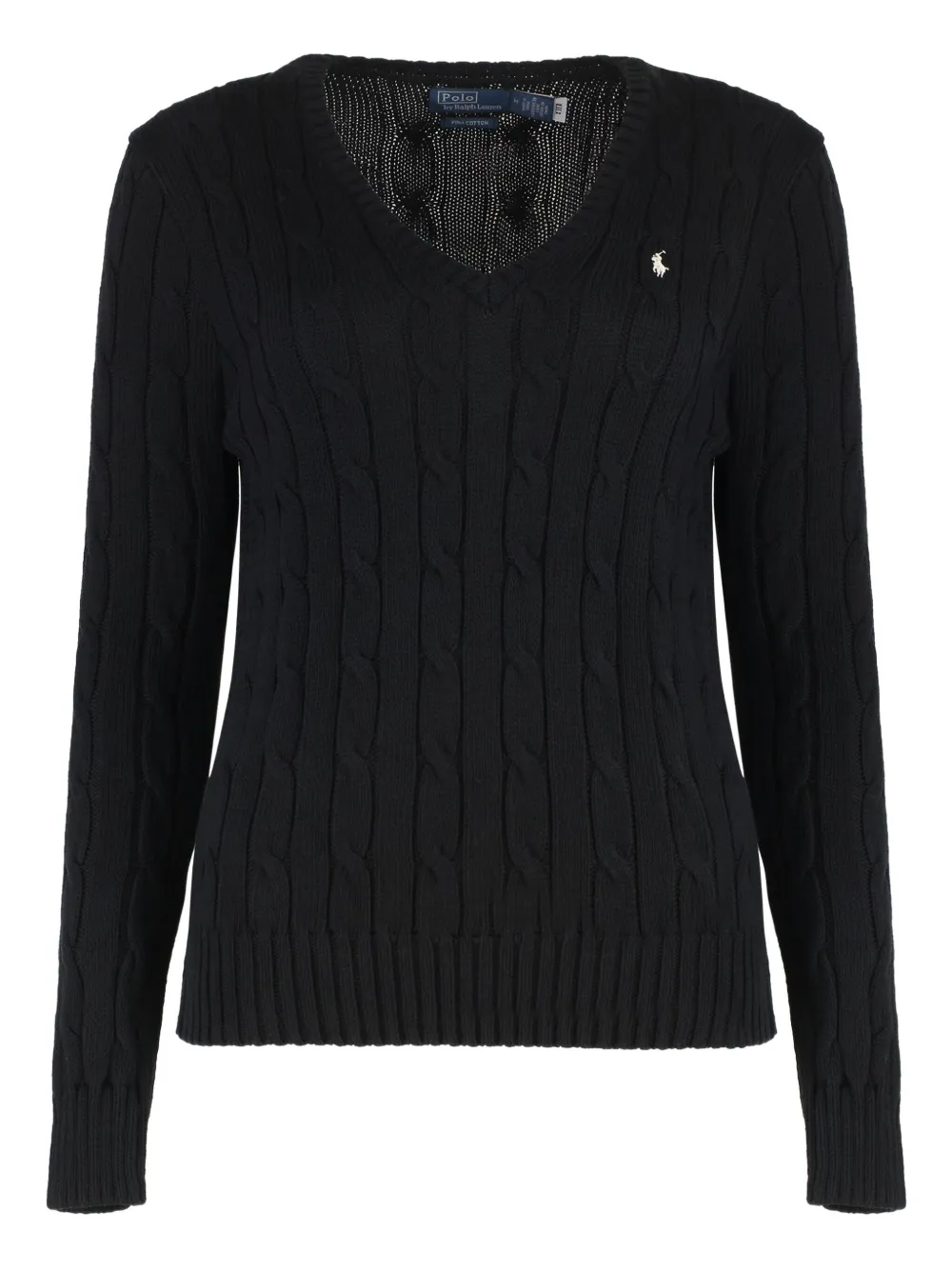 Polo Ralph Lauren cable-knit V-neck sweater Zwart