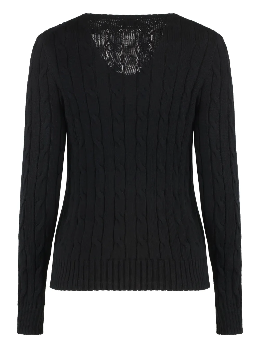 Polo Ralph Lauren cable-knit V-neck sweater Zwart