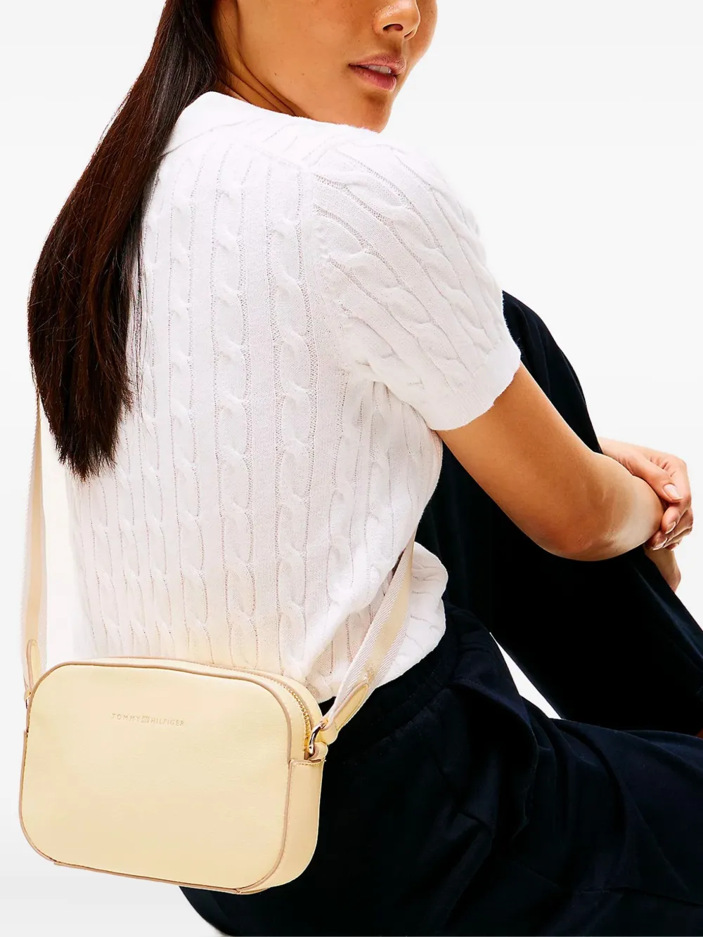 Tommy Hilfiger Crossbodytas met logo-reliëf Beige