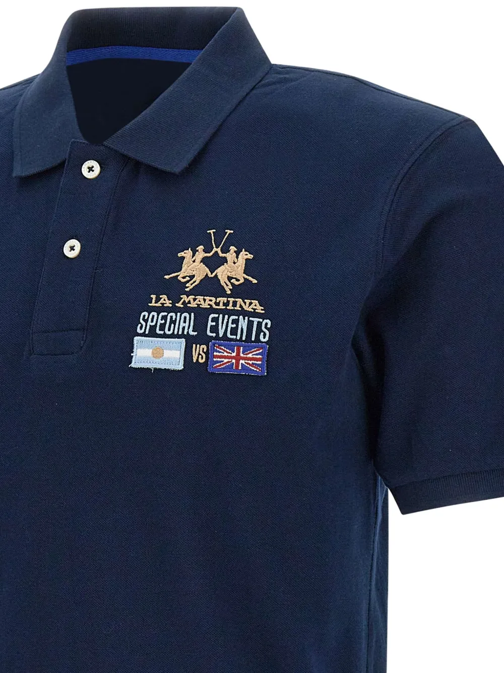 La Martina Poloshirt met geborduurd logo Blauw